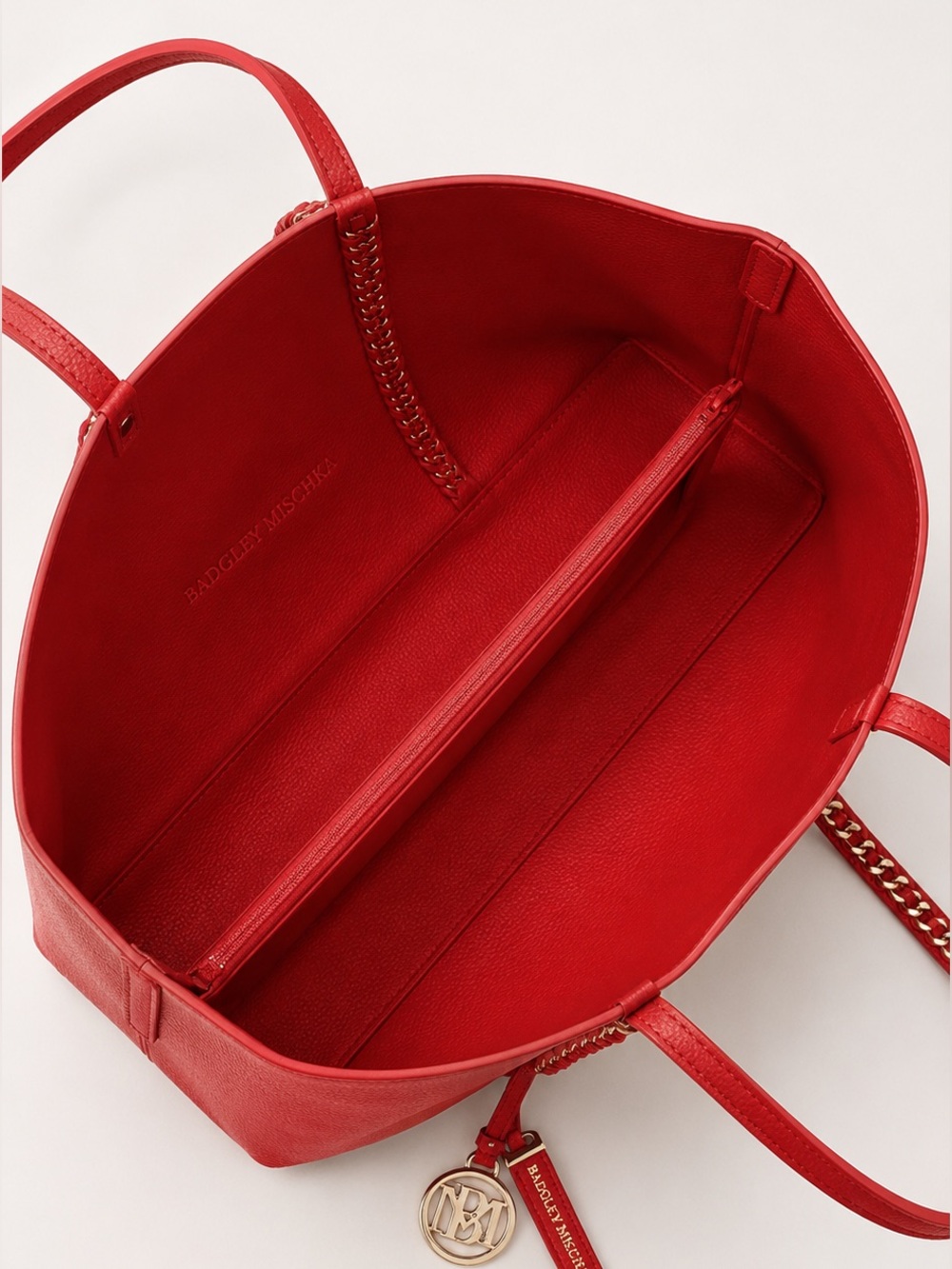 Badgley Mischka Red Decorative Chain Tote Bag NWT MSRP $139 - Picture 7 of 8